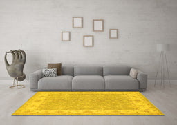 Machine Washable Persian Yellow Traditional Rug in a Living Room, wshtr1473yw