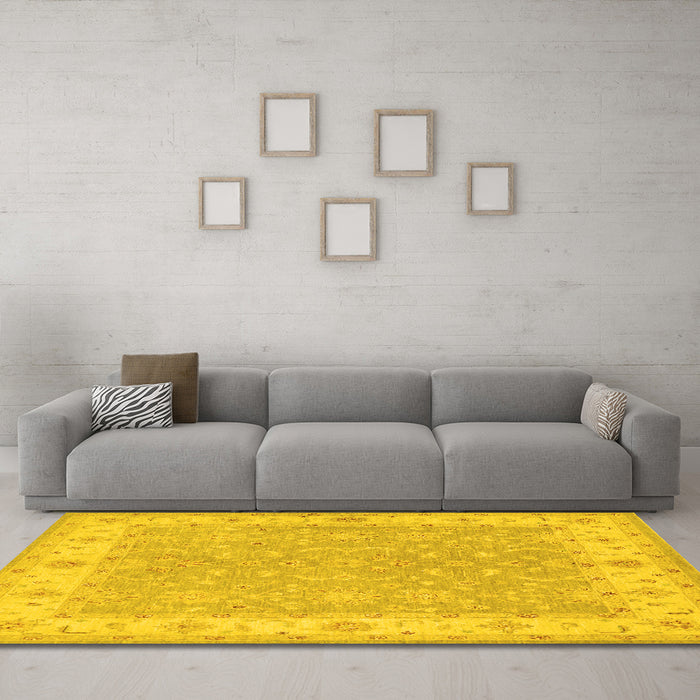 Machine Washable Persian Yellow Traditional Rug in a Living Room, wshtr1473yw