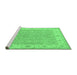 Sideview of Machine Washable Persian Emerald Green Traditional Area Rugs, wshtr1473emgrn