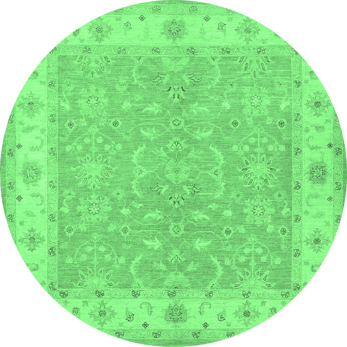 Round Machine Washable Persian Emerald Green Traditional Area Rugs, wshtr1473emgrn