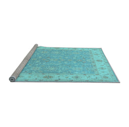 Sideview of Machine Washable Persian Light Blue Traditional Rug, wshtr1473lblu