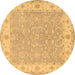 Round Persian Brown Traditional Rug, tr1473brn