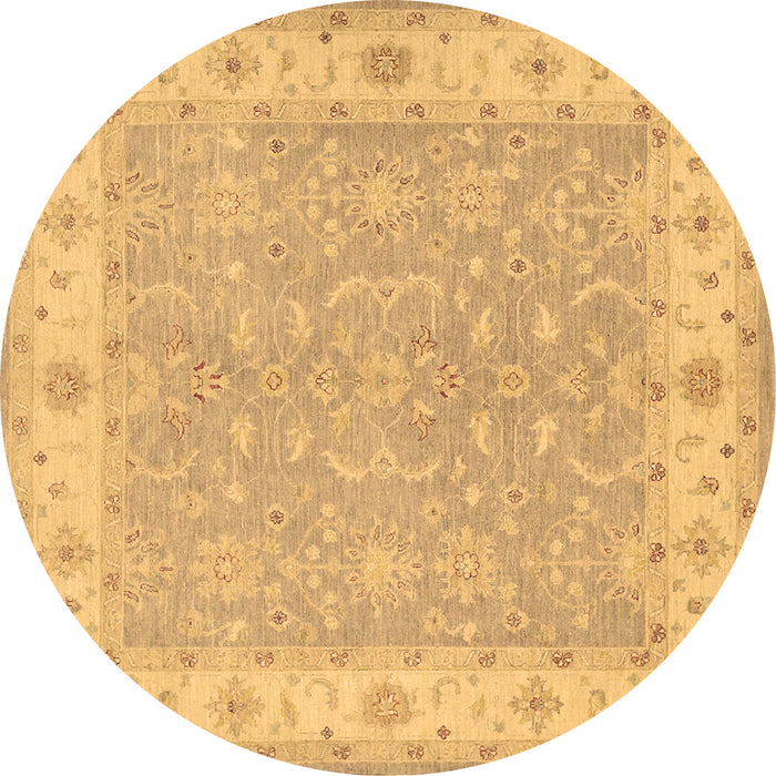Round Machine Washable Persian Brown Traditional Rug, wshtr1473brn