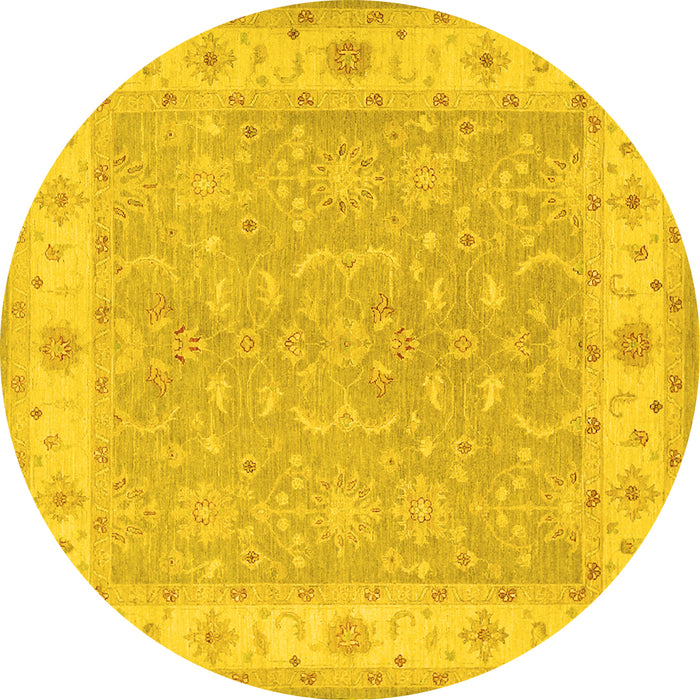 Round Persian Yellow Traditional Rug, tr1473yw