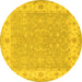 Round Persian Yellow Traditional Rug, tr1473yw