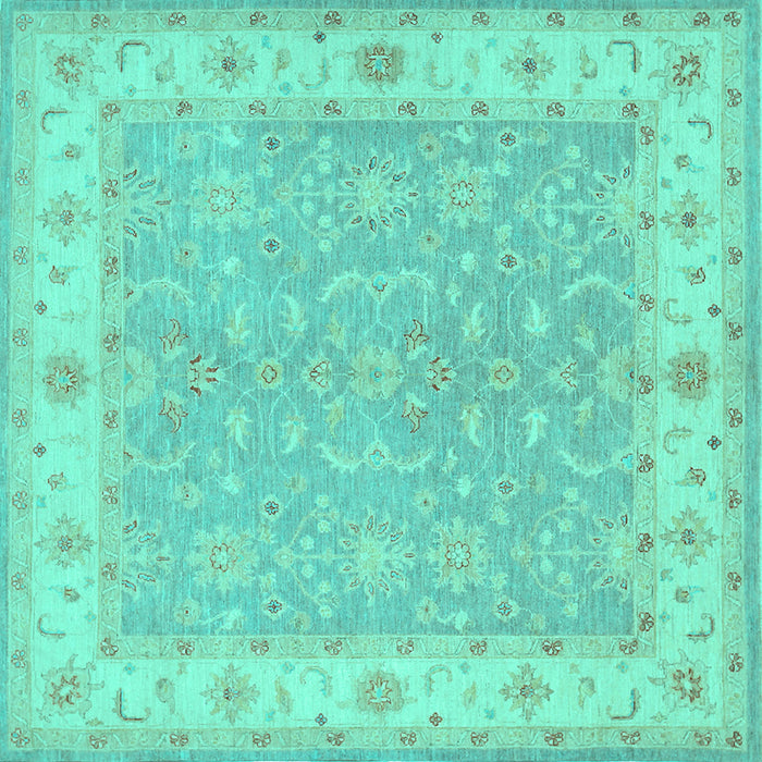 Square Machine Washable Persian Turquoise Traditional Area Rugs, wshtr1473turq