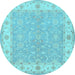 Round Persian Light Blue Traditional Rug, tr1473lblu