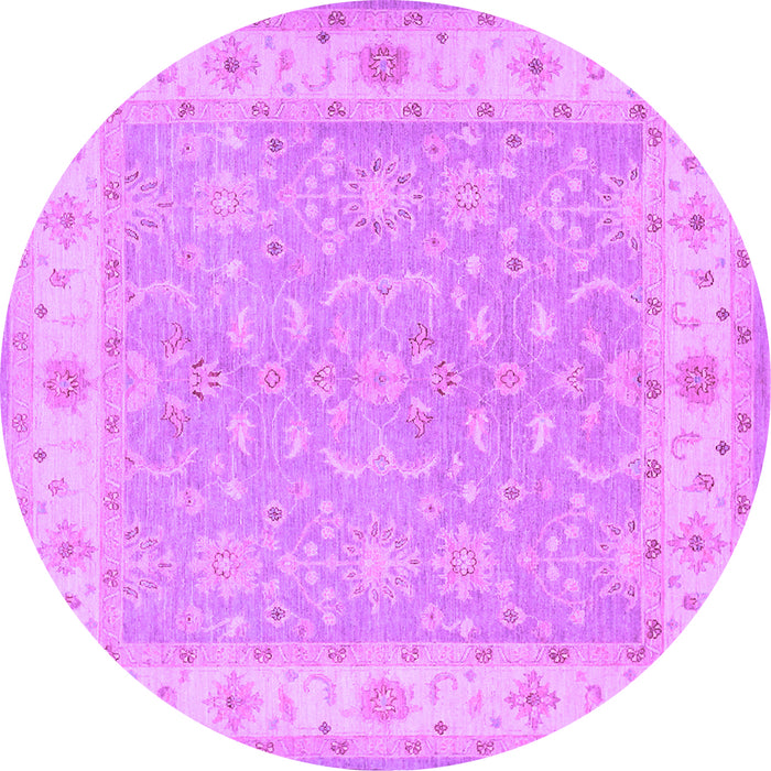 Round Persian Purple Traditional Rug, tr1473pur
