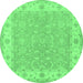 Round Persian Emerald Green Traditional Rug, tr1473emgrn