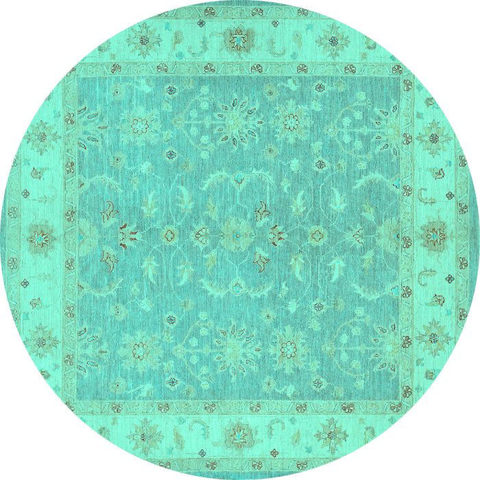 Round Persian Turquoise Traditional Rug, tr1473turq