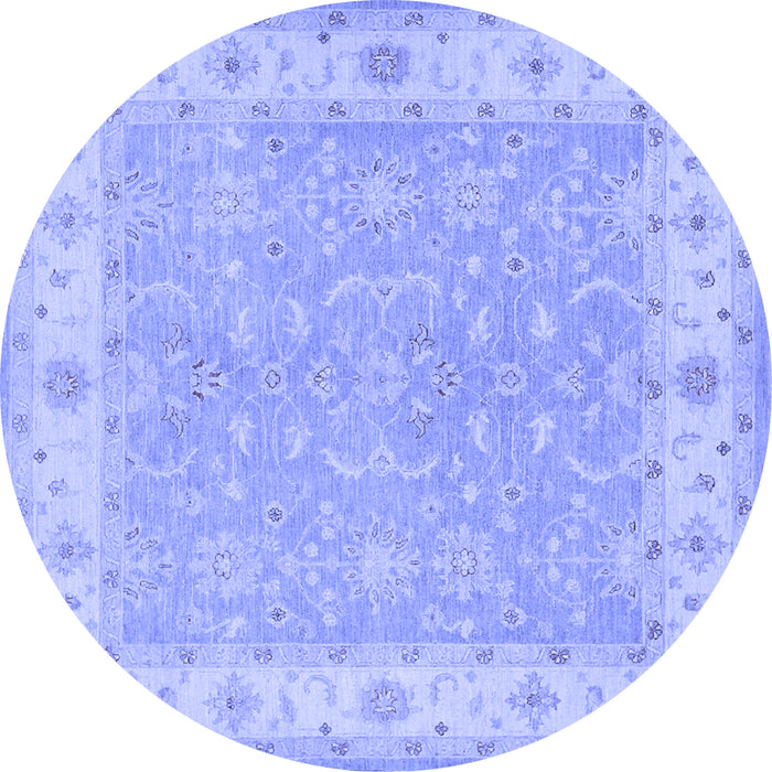 Round Machine Washable Persian Blue Traditional Rug, wshtr1473blu