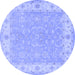 Round Machine Washable Persian Blue Traditional Rug, wshtr1473blu