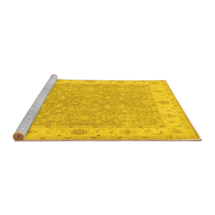 Sideview of Machine Washable Persian Yellow Traditional Rug, wshtr1473yw