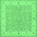 Square Persian Emerald Green Traditional Rug, tr1473emgrn