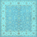 Square Machine Washable Persian Light Blue Traditional Rug, wshtr1473lblu