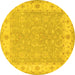 Round Machine Washable Persian Yellow Traditional Rug, wshtr1473yw