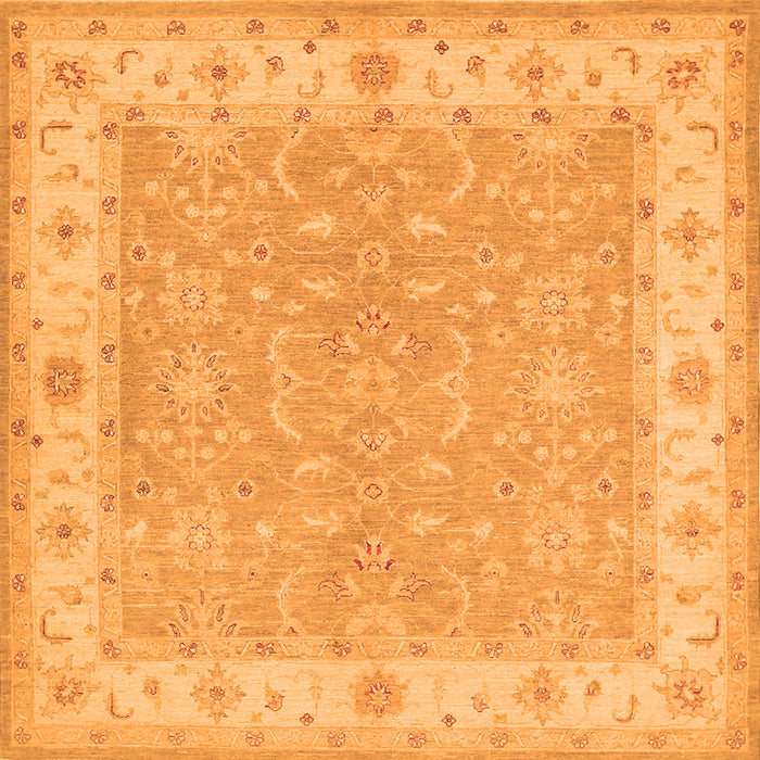 Round Machine Washable Persian Orange Traditional Area Rugs, wshtr1473org