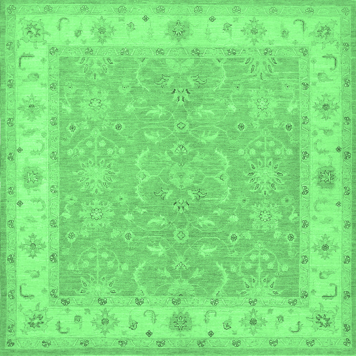Square Machine Washable Persian Emerald Green Traditional Area Rugs, wshtr1473emgrn