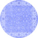 Round Persian Blue Traditional Rug, tr1473blu