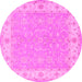 Round Persian Pink Traditional Rug, tr1473pnk