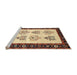 Sideview of Machine Washable Traditional Brown Gold Rug, wshtr1474