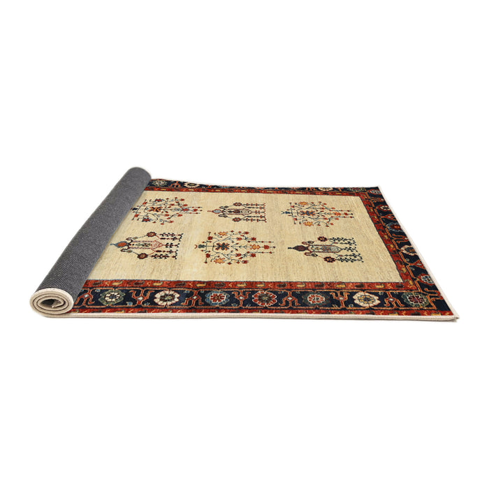 Sideview of Traditional Brown Gold Persian Rug, tr1474