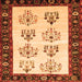 Round Machine Washable Persian Orange Traditional Area Rugs, wshtr1474org