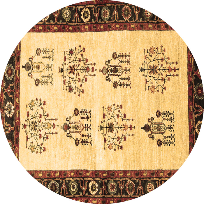 Round Persian Brown Traditional Rug, tr1474brn