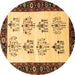 Round Persian Brown Traditional Rug, tr1474brn