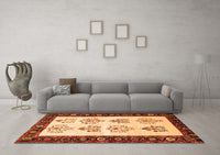 Machine Washable Persian Orange Traditional Rug, wshtr1474org