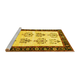 Sideview of Machine Washable Persian Yellow Traditional Rug, wshtr1474yw