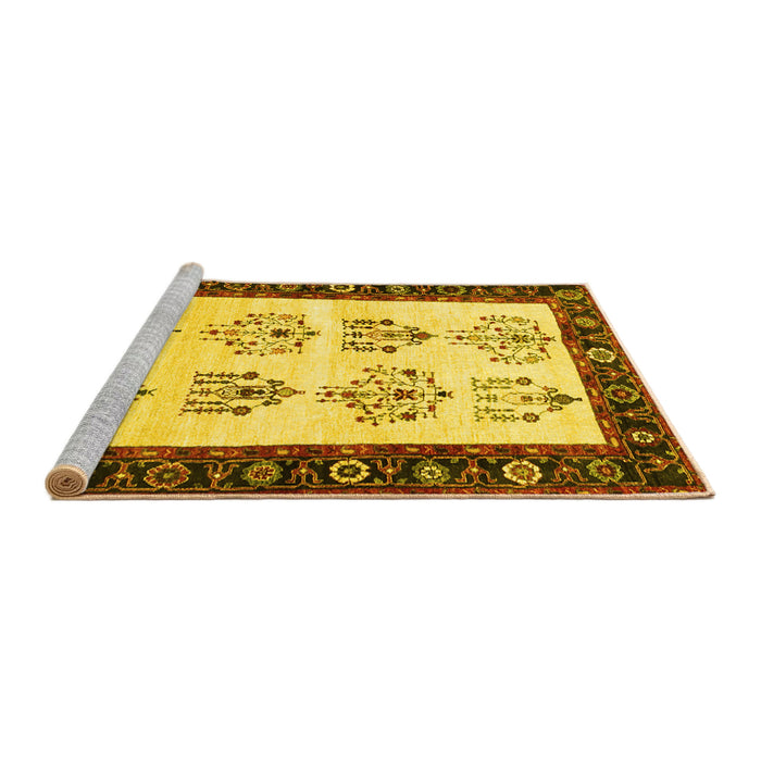 Sideview of Machine Washable Persian Yellow Traditional Rug, wshtr1474yw