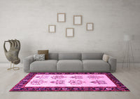 Machine Washable Persian Pink Traditional Rug, wshtr1474pnk