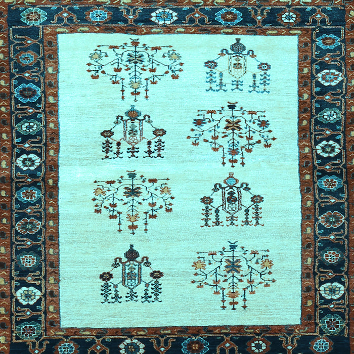 Square Machine Washable Persian Light Blue Traditional Rug, wshtr1474lblu