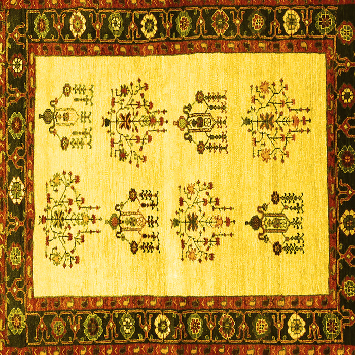 Square Machine Washable Persian Yellow Traditional Rug, wshtr1474yw