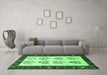 Machine Washable Persian Emerald Green Traditional Area Rugs in a Living Room,, wshtr1474emgrn