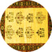 Round Persian Yellow Traditional Rug, tr1474yw