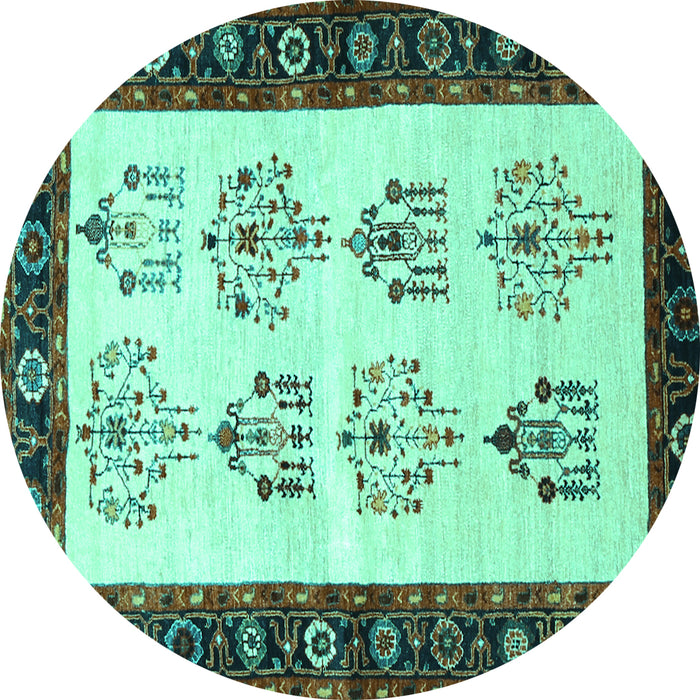 Round Persian Turquoise Traditional Rug, tr1474turq