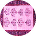 Round Persian Pink Traditional Rug, tr1474pnk