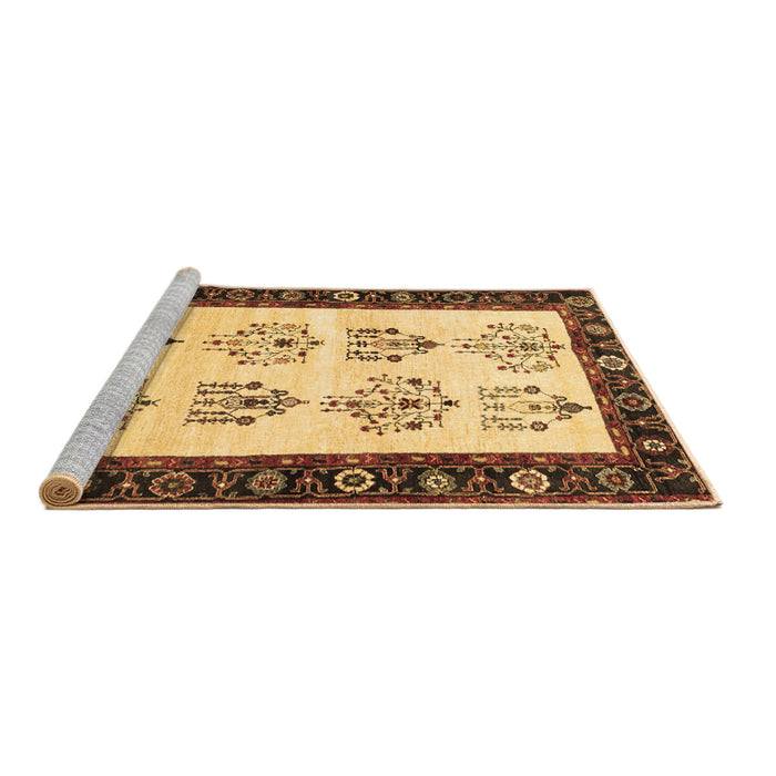 Sideview of Machine Washable Persian Brown Traditional Rug, wshtr1474brn