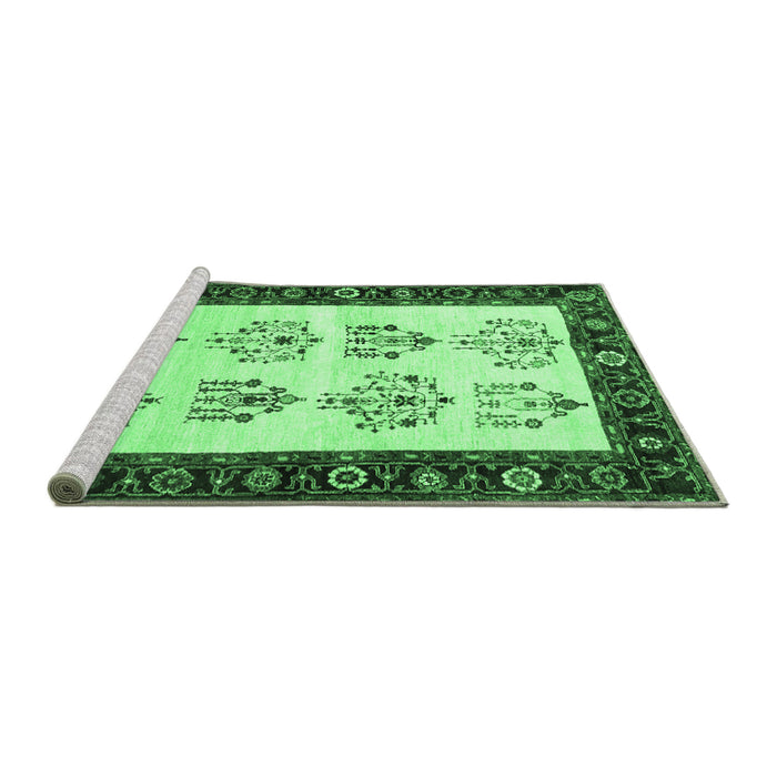 Sideview of Machine Washable Persian Emerald Green Traditional Area Rugs, wshtr1474emgrn