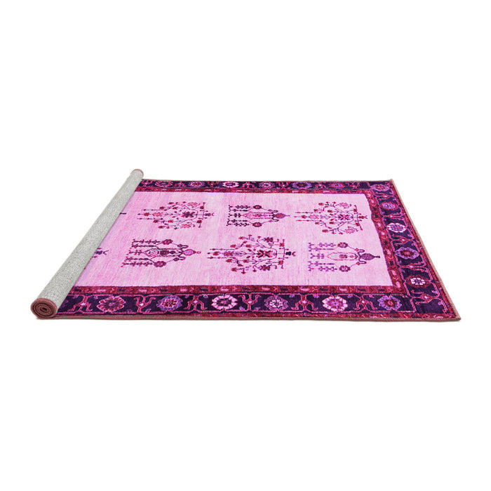 Sideview of Machine Washable Persian Pink Traditional Rug, wshtr1474pnk