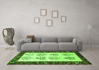 Machine Washable Persian Green Traditional Rug, wshtr1474grn