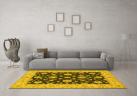 Machine Washable Persian Yellow Traditional Rug, wshtr1475yw