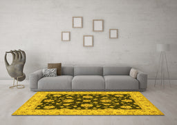 Machine Washable Persian Yellow Traditional Rug in a Living Room, wshtr1475yw