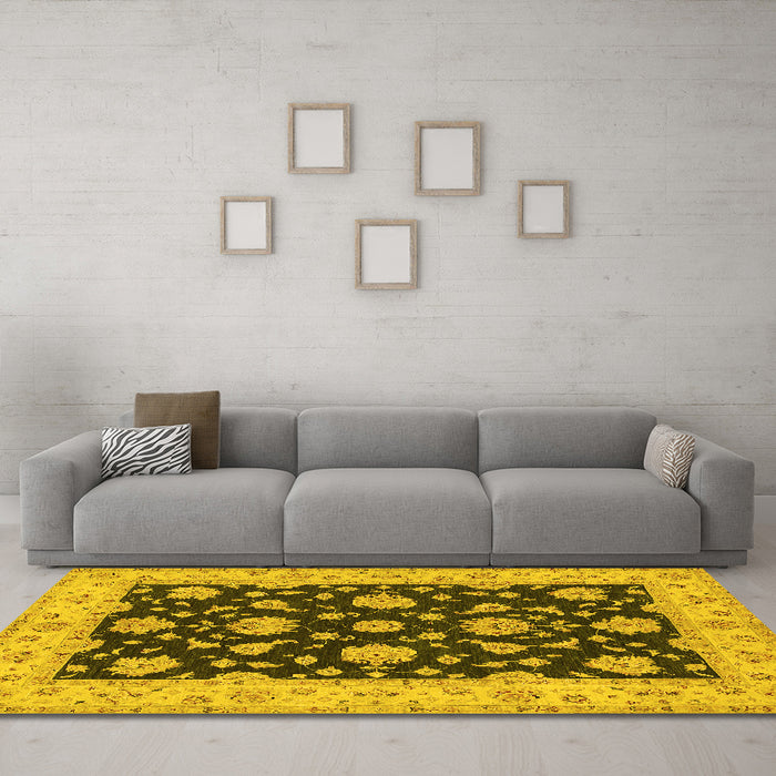 Machine Washable Persian Yellow Traditional Rug in a Living Room, wshtr1475yw
