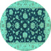 Round Persian Turquoise Traditional Rug, tr1475turq