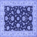 Square Machine Washable Persian Blue Traditional Rug, wshtr1475blu