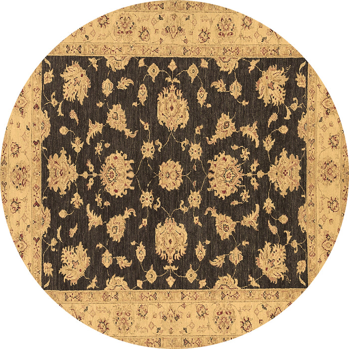Round Persian Brown Traditional Rug, tr1475brn