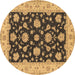 Round Persian Brown Traditional Rug, tr1475brn